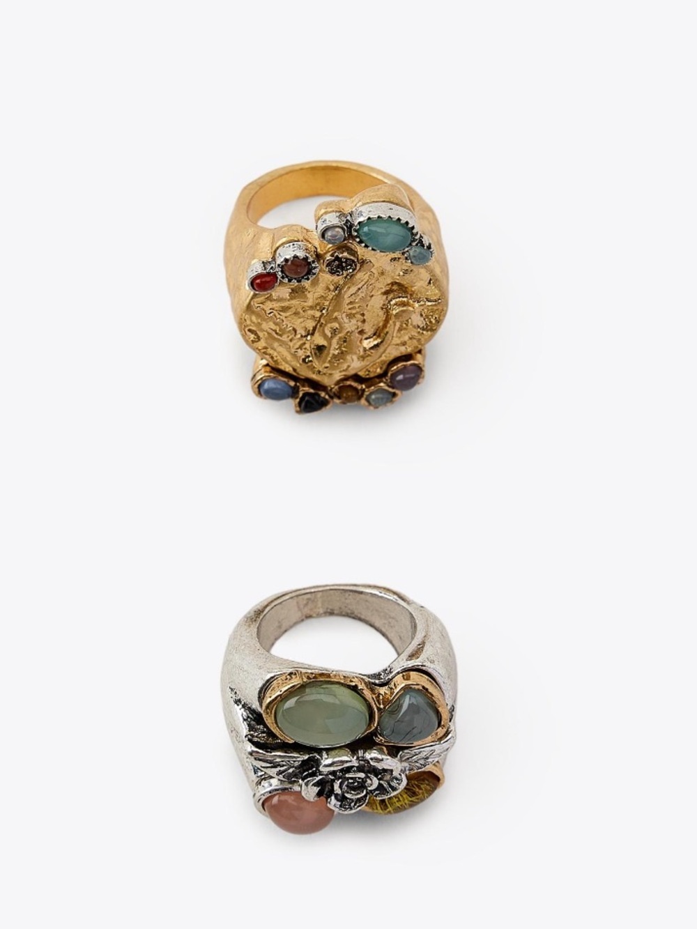 NWT. Zara Golden/Silver Pack of Two Textured Metal Rings.